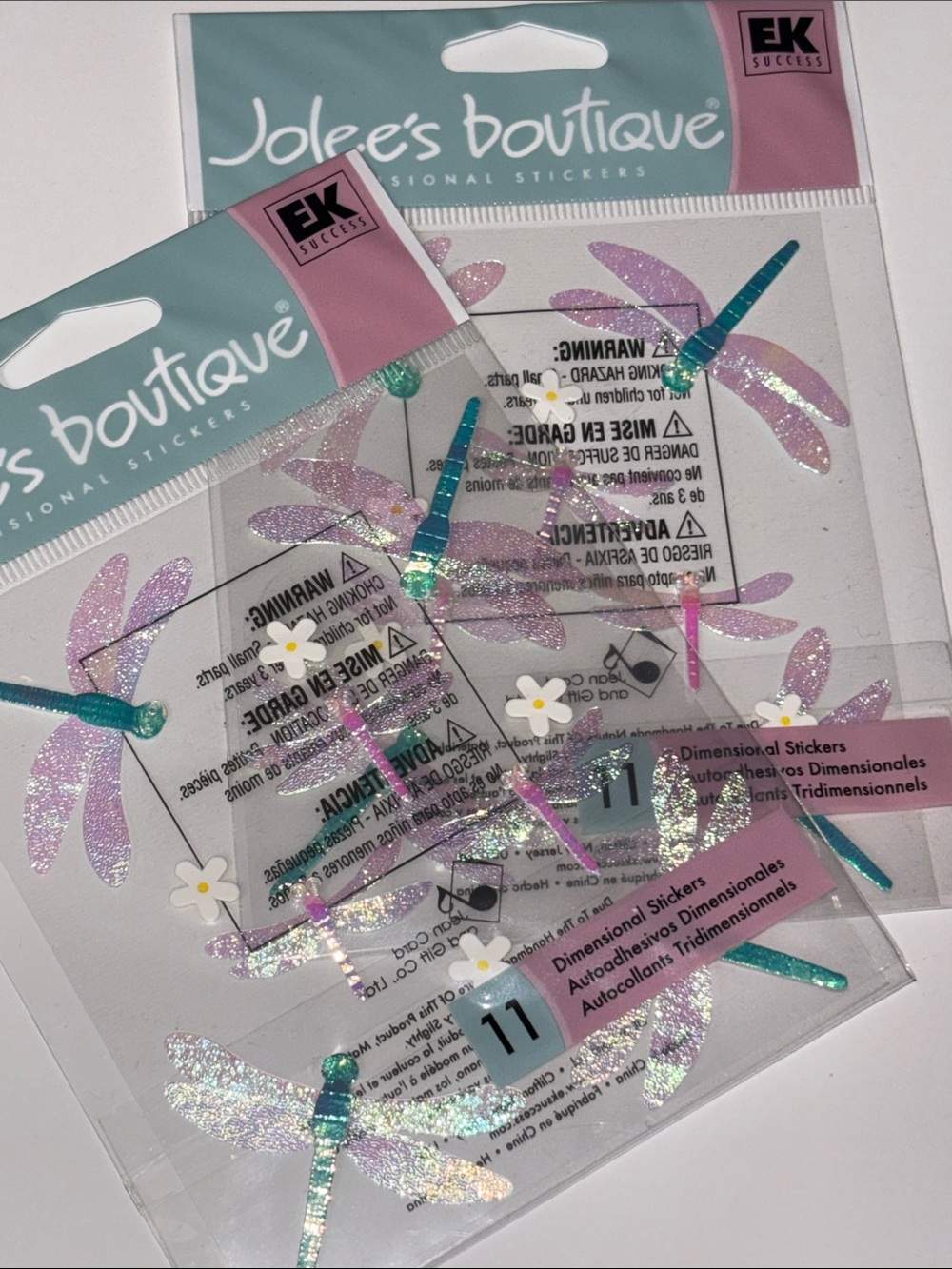 JOLEE’S Boutique Dragonfly Pink & Teal Dragonfly Dimensional Stickers SET OF 2